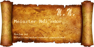 Meiszter Nándor névjegykártya